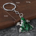 Green Frog Keychain in Gold Tone and Silver Tone Metal Styles view 2