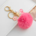 Faux Fur Pom Keychain with Cherry Blossom Charm and Glitter Cherry Beads view 6