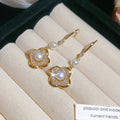 Gold Tone Flower And Pearl Earrings In Three Styles view 7