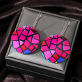 Silver Tone Oversized Round Geometric Acrylic Hook Earrings view 4