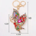 Rhinestone Butterfly Keychain Gold Clasp Multicolor Blue Pink view 2