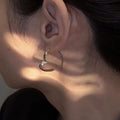 Silver Open Heart Hoop Earrings Polished Metal Finish view 2