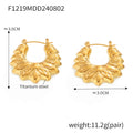Gold Silver Hollow Flower Petal Hoop Earrings Polished view 6