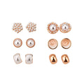 Rose Gold Pearl Shell Metal Mixed Stud Earring Six Pair Set view 5