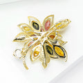 Multicolor Crystal Flower Brooch With Clear Stone Drop view 4