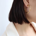 Twisted Double Rope C-Hoop Earrings Gold Steel Titanium view 6