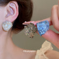 Blue Glitter Resin Geometric Stud Earrings Fashion Earrings view 2