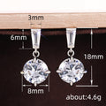 Silver Clear Round Drop Earrings Baguette Top Stud view 4