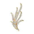 Narcissus Leaf Rhinestone Brooch Gold or Silver Pin view 1