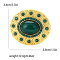 Gold Tone Oval Cabochon Brooch Yellow Green Red Blue view 7