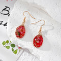 Wire Wrapped Teardrop Dried Flower Resin Earrings 5 Colors view 7
