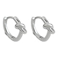 Silver Knot Accent Round Mini Huggie Hoop Earrings view 5