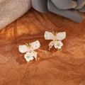 Blue and Pink Butterfly Flower Nature Stud Earrings view 7