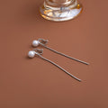 White Pearl Silver Snake Chain Tassel Drop Earrings view 4