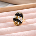 Gold Tone Oval Seed Bead Adjustable Rings in Four Colorways view 7