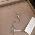 Crystal S Pendant Lariat Necklace with Distinctive Textured Details view 4