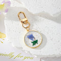 Gold Frame Round Resin Pressed Flower Keychains Lobster 4 Styles view 4
