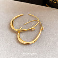 Open Oval Hoop Earrings with Crystal Accent in Silver Tone view 3