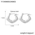 Bamboo Texture U Hoop Earrings Titanium Steel Geometric Pair view 7