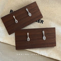 Silver Crystal Pave Spoon Fork Asymmetric Mini Stud Earrings view 4