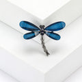 Acrylic Dragonfly Brooch in Metal with Translucent Wings and a Slim Crystal-set Body view 3
