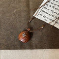 Brown Wood Flower Inlay Pendant Cord Necklace - One Style view 6