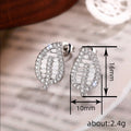 Leaf Shaped Pavé Crystal Stud Earrings in Silver Tone view 4