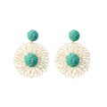 Five Color Woven Daisy Circle Dangle Stud Earrings view 5