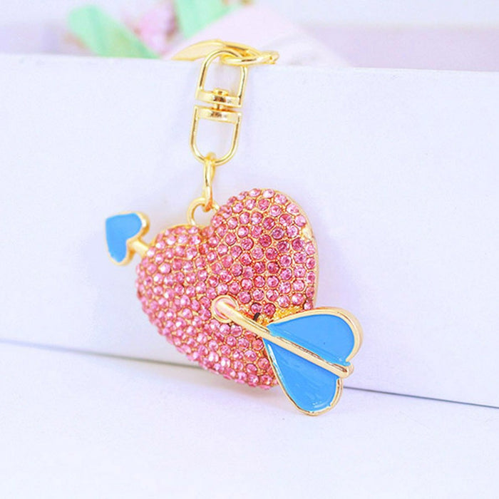 Rhinestone Crystal Cupid Arrow Keychain for Car Keys and Bag Charm