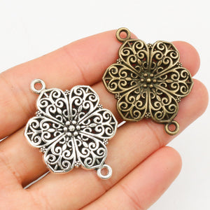 Filigree Floral Double Loop Connectors in Bronze and Silver