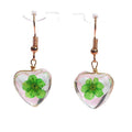 Pressed Flower Clear Heart Long Hook Earrings in Three Colors view 5