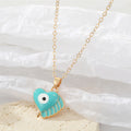 Gold Tone Enamel Winged Heart Evil Eye Pendant Necklaces view 5