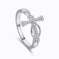 Pave Ribbon Bow Loop Statement Ring In Gold And Silver Tones view 5