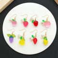 Eight-Style Strawberry Lemon Pear Grape and Peach Dangle Earring Collection view 2