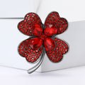 Crystal Four Leaf Clover Brooch in 4 Color Styles Metal Pin view 4