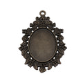 Antique Bronze Oval Cabochon Setting with Scrolled Edge view 4