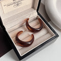 Four Color Chunky Curved C Hoop Statement Stud Earrings view 9