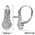 Silver Round Halo Clear Pave Leverback Earrings Alloy view 5