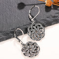 Antique Silver Celtic Knot Disc Leverback Earrings view 3