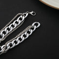 Silver Multi Strand Curb Chain Bracelet Lobster Clasp view 3