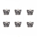Antique Silver Tone Engraved Butterfly Charms with Loop view 2