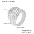 Full Pave Czech Diamond Concave Dome Ring Gold Steel view 6