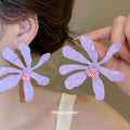 Crinkled Petal Flower Stud Earrings in Five Color Styles view 3