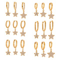 Gold Star Zircon Drop Hoop Earrings Smooth Twist Pavé Styles view 5