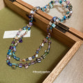 Long Multicolor Shell Crystal Bead Necklace Three Styles view 3