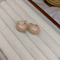 Glossy Rounded Hoop Earrings in Neutral Colors Statement Jewelry view 6