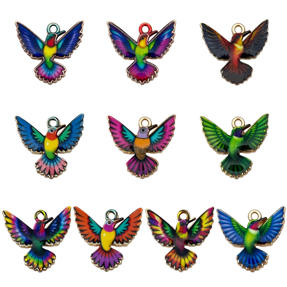 Colorful Enamel Zinc Alloy Flying Bird Charm Pendant for DIY Phone Strap Keychain Jewelry