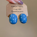 Polka Dot Resin Square And Oval Silver Tone Stud Earrings view 9