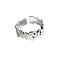 Silver Organic Molten Open Adjustable Band Ring Texture view 5