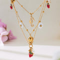 Strawberry Seahorse and Daisy Charm Necklace Collection view 3